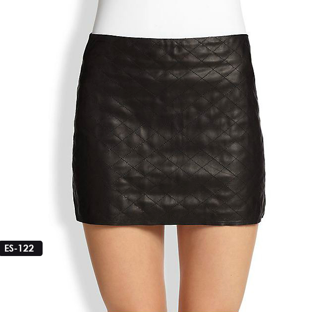 WOMEN’S GENUINE LEATHER QUILTED MINI SKIRT (RES-122) – RageLeather