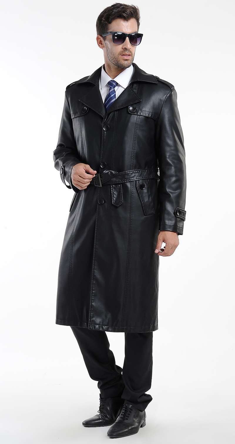 REAL LEATHER MEN’S STYLISH TRENCH LONG COAT ( RELCM-518) – RageLeather