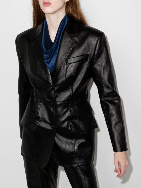 Single-Breasted Eco-Leather Leather Blazer